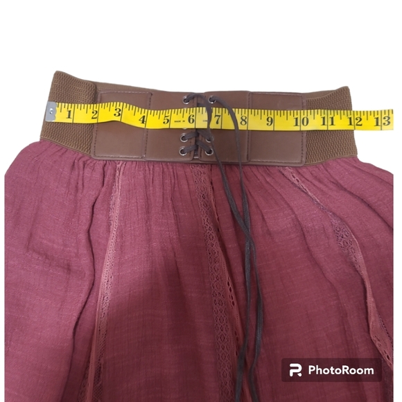 Altar'd State Boho Hippie Maxi Skirt w/ Brown Laced Corset Belt Size Small - Picture 9 of 13